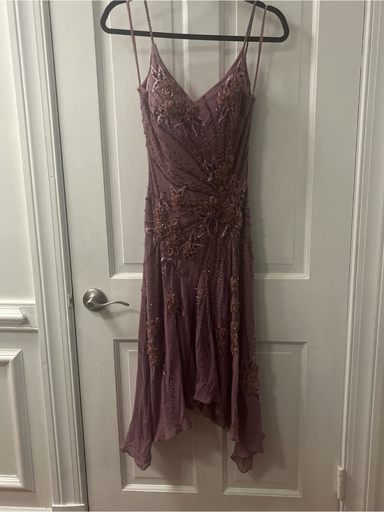 Sue Wong Dresses & Skirts - Sue Wong Miley Cyrus Dusty Mauve purple beaded Asymmetrical Spaghetti-Strap Dres